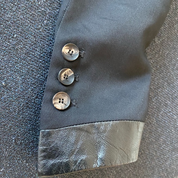 HELMUT LANG STRUCTURED BLAZER SIZE 0 LEATHER BlACK - Picture 7 of 8